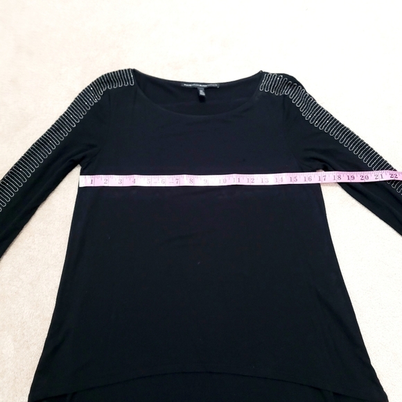 White House Black Market Black Tunic Top Beaded Detail Sleeves Women's Size XS - Picture 7 of 9